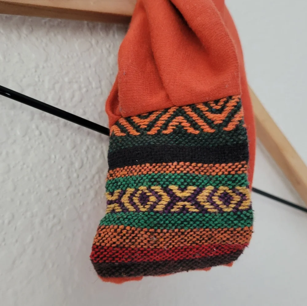 orange and multicolor stitched headband